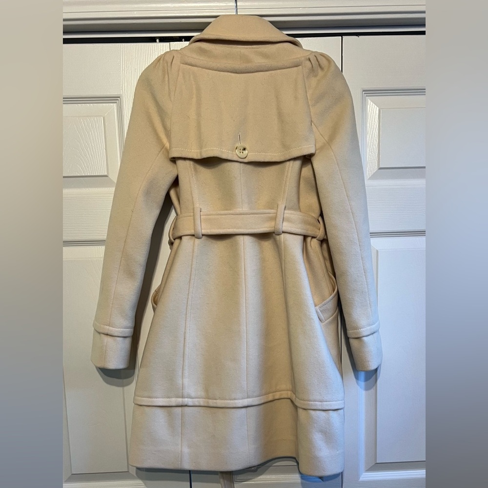 BCBG MAXAZRIA Cream Wool Blend Trench Coat —Size XS - Picture 13 of 15
